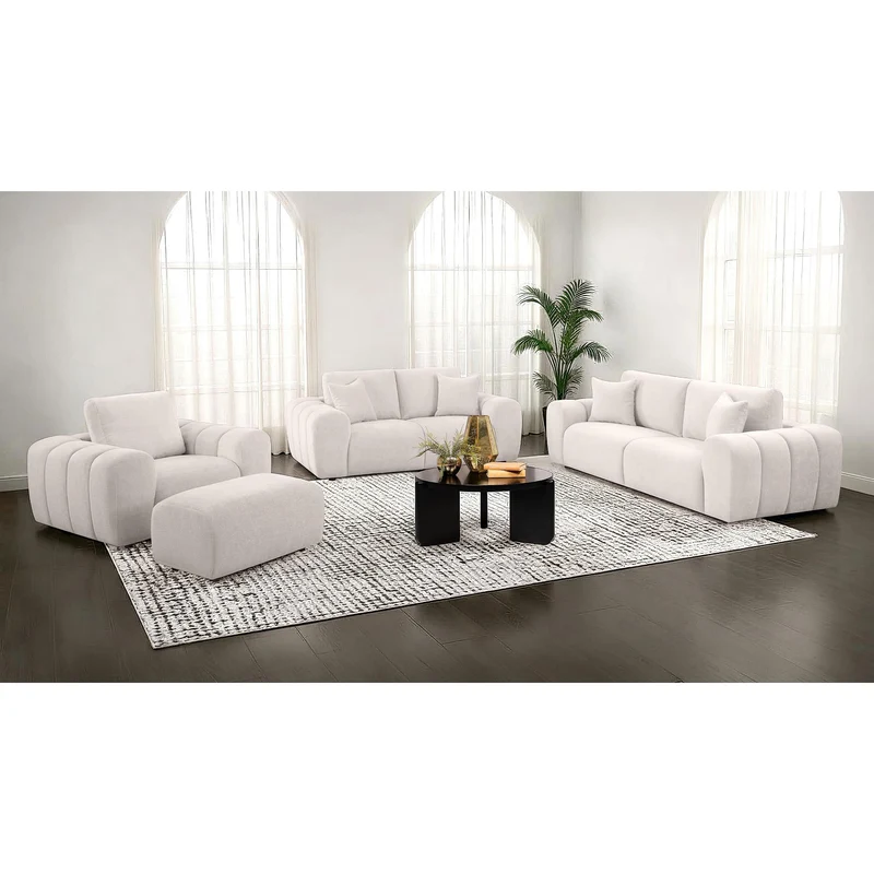 Coaster Furniture Burnett 504955 Chenille Upholstered Wide Arm Sofa - Ivory