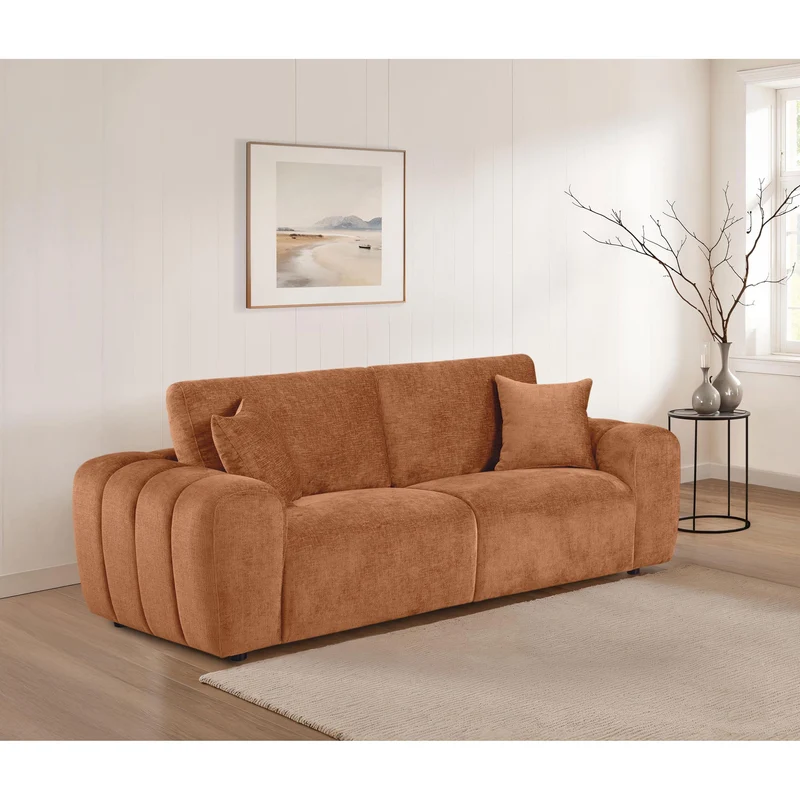 Coaster Furniture Burnett 504951 Chenille Upholstered Wide Arm Sofa - Burnt Orange