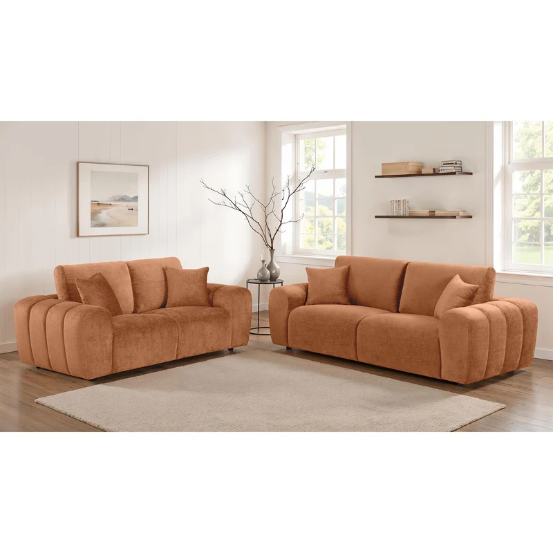 Coaster Furniture Burnett 504951 Chenille Upholstered Wide Arm Sofa - Burnt Orange