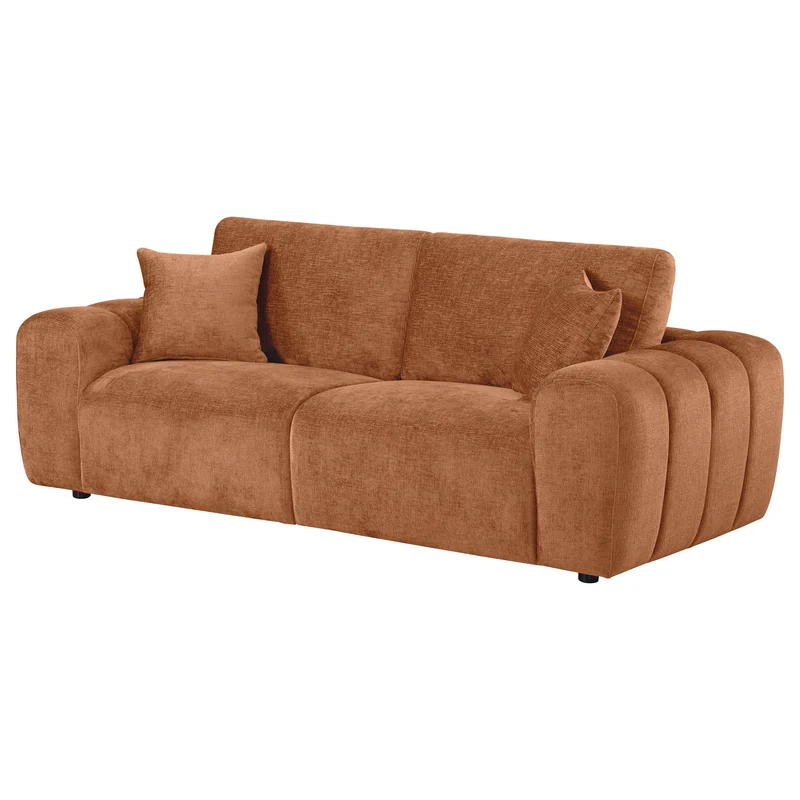 Coaster Furniture Burnett 504951 Chenille Upholstered Wide Arm Sofa - Burnt Orange