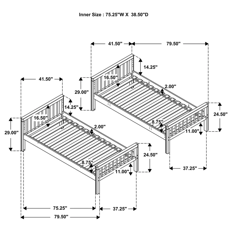 Coaster Furniture Dakota 461171 Wood Twin Over Twin Bunk Bed - Natural