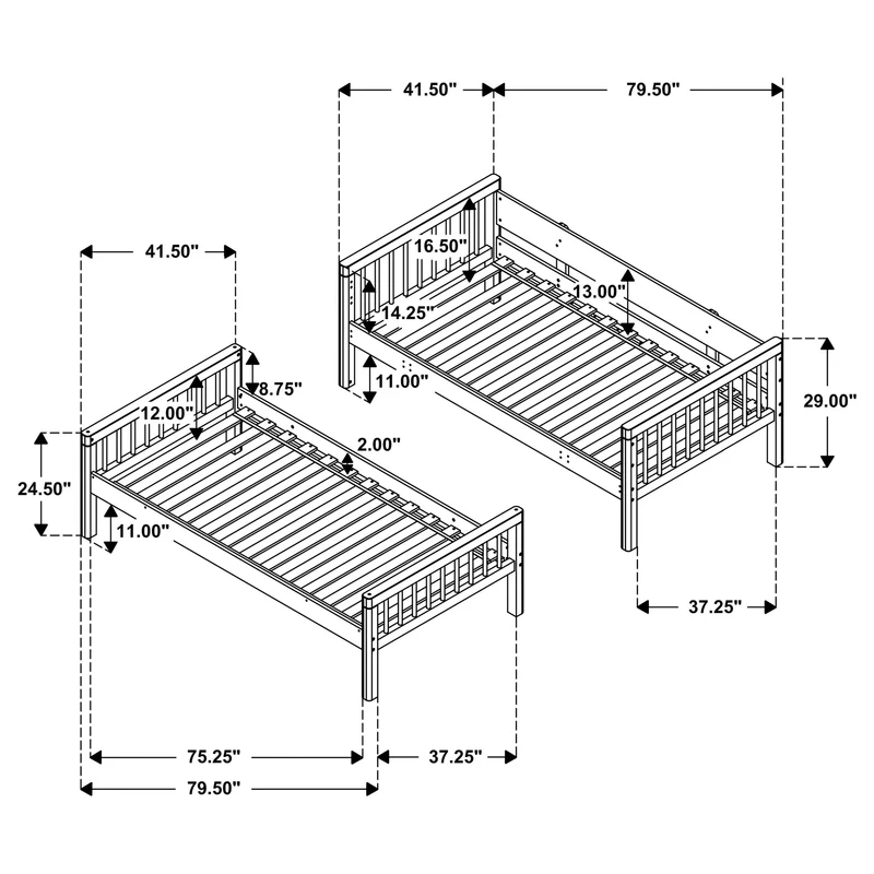 Coaster Furniture Dakota 461171 Wood Twin Over Twin Bunk Bed - Natural