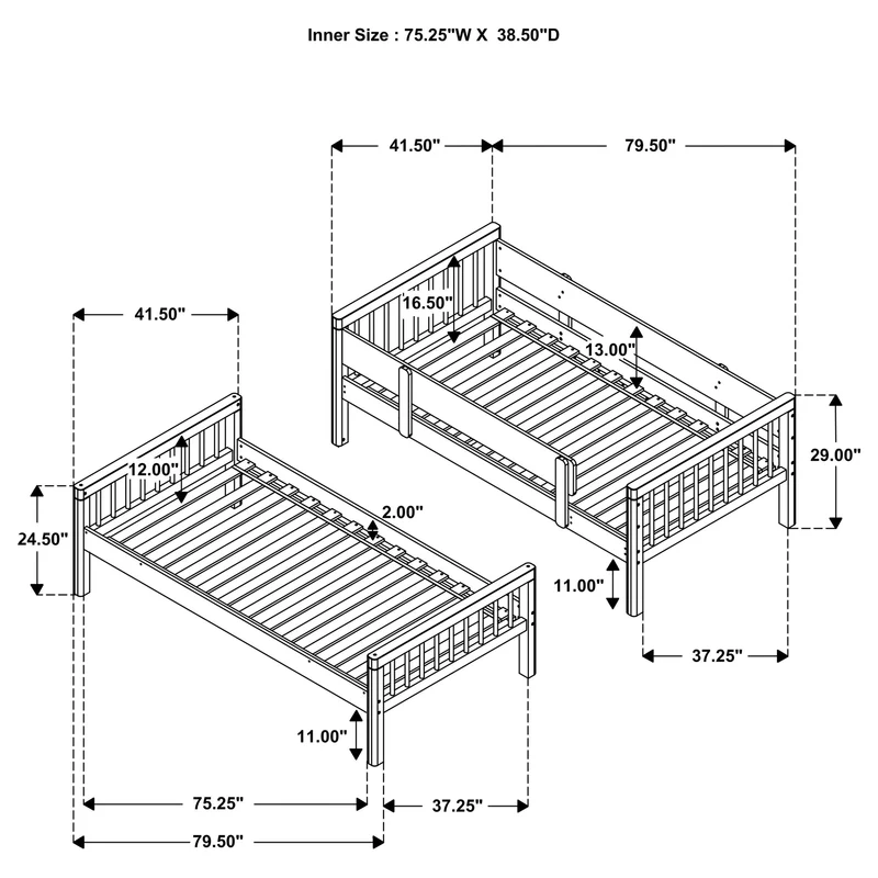 Coaster Furniture Dakota 461171 Wood Twin Over Twin Bunk Bed - Natural