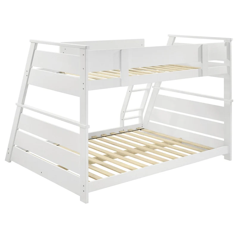 Coaster Furniture Holden 460593WHT Wood Veneer Twin Over Full Bunk Bed - White