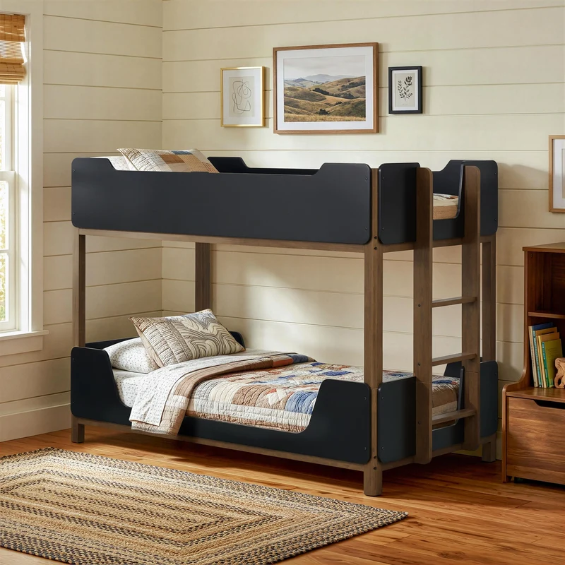 Coaster Furniture Morris 460369 Twin Over Twin Wood Bunk Bed - Black/Walnut