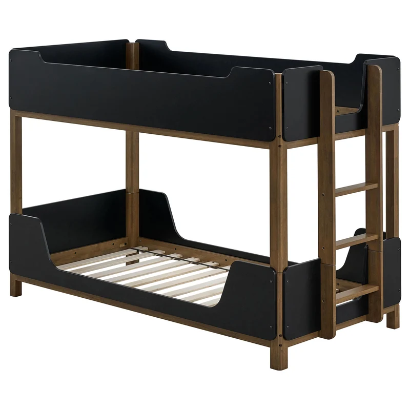 Coaster Furniture Morris 460369 Twin Over Twin Wood Bunk Bed - Black/Walnut