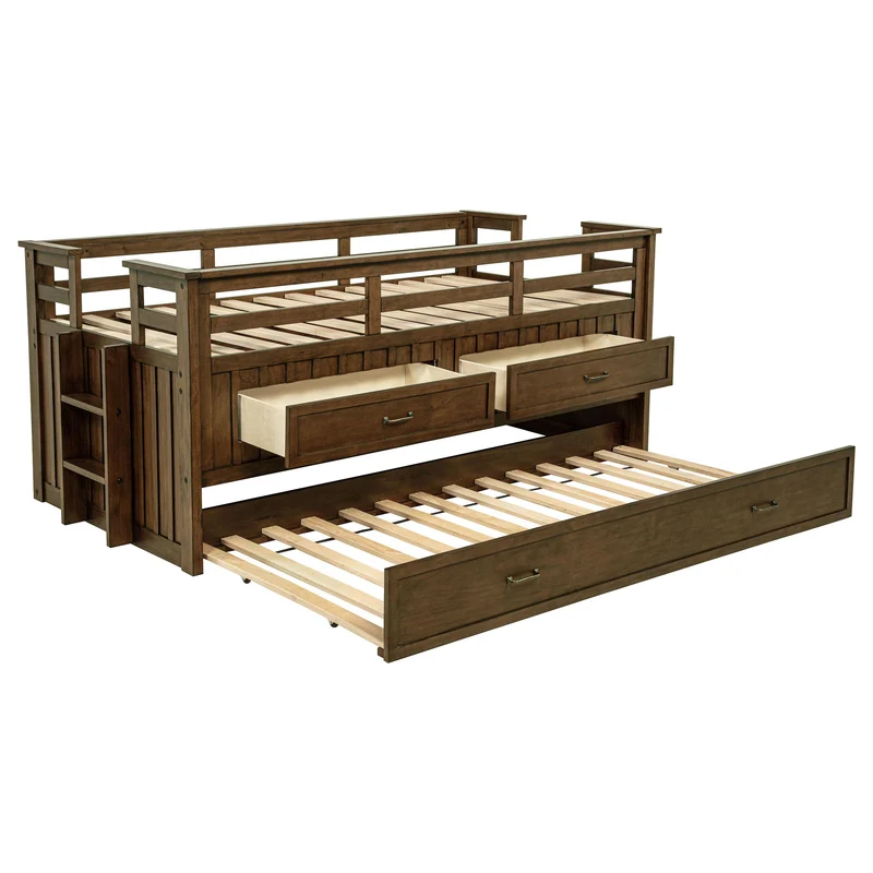 Coaster Furniture Carlsbad 400716T Wood Twin Captains Bed With Trundle - Medium Brown