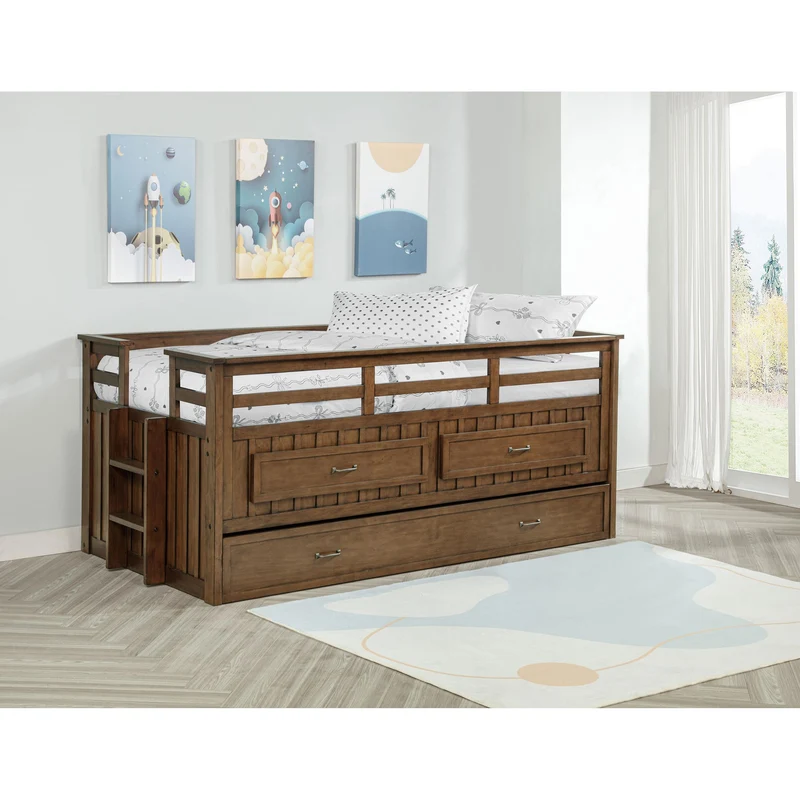 Coaster Furniture Carlsbad 400716T Wood Twin Captains Bed With Trundle - Medium Brown