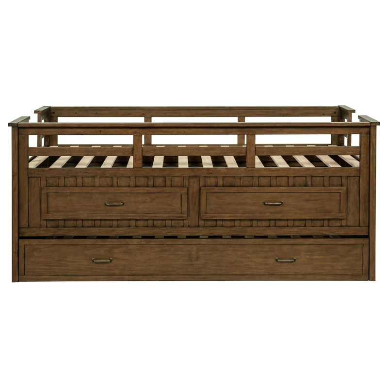 Coaster Furniture Carlsbad 400716T Wood Twin Captains Bed With Trundle - Medium Brown