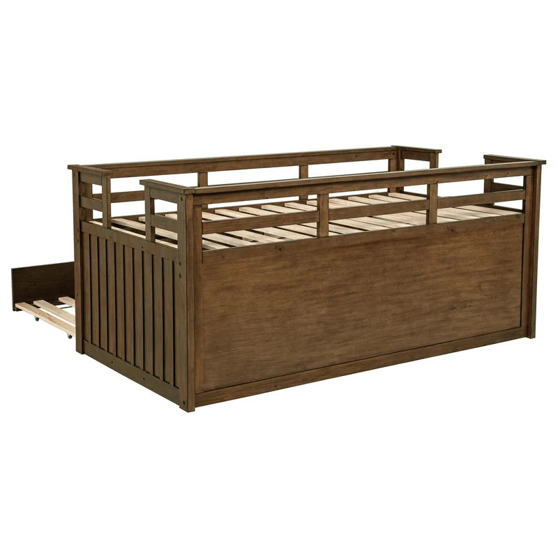 Coaster Furniture Carlsbad 400716T Wood Twin Captains Bed With Trundle - Medium Brown