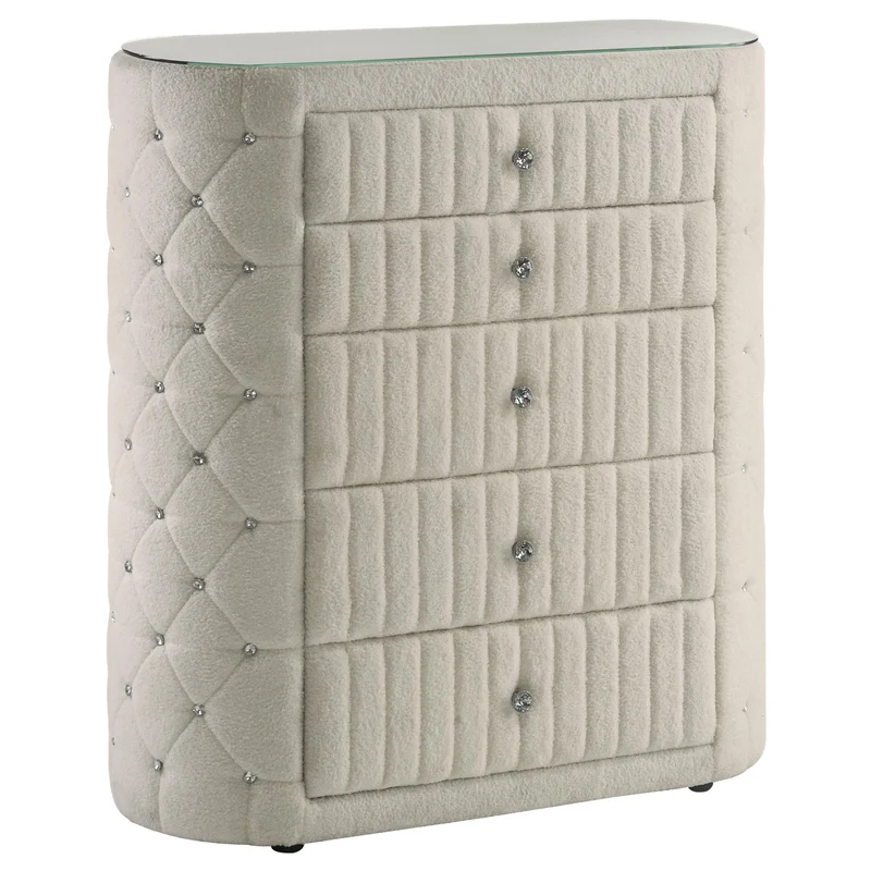 Coaster Furniture Sonya 360115 5-drawer Upholstered Bedroom Chest - Ivory