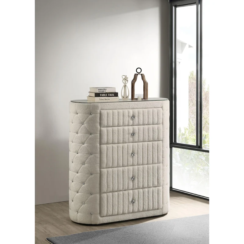 Coaster Furniture Sonya 360115 5-drawer Upholstered Bedroom Chest - Ivory