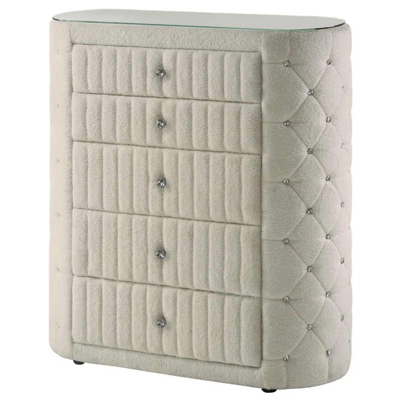 Coaster Furniture Sonya 360115 5-drawer Upholstered Bedroom Chest - Ivory