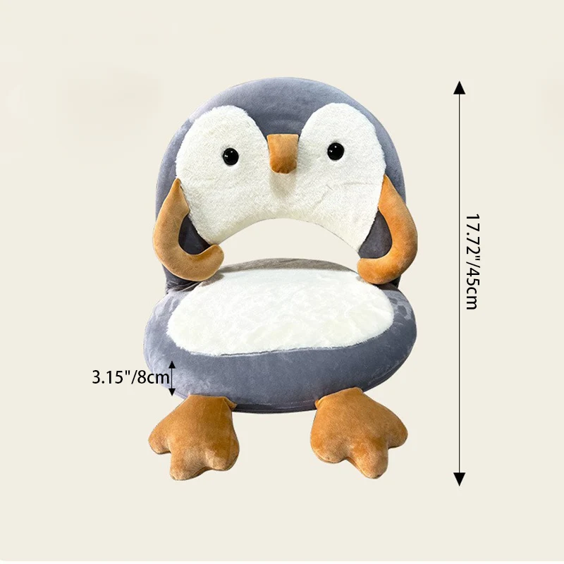 Contemporary Creative Iron Frame Plush Duck Penguin-Shaped Kids Accent Chair - Foldable Back Chair For Bedroom