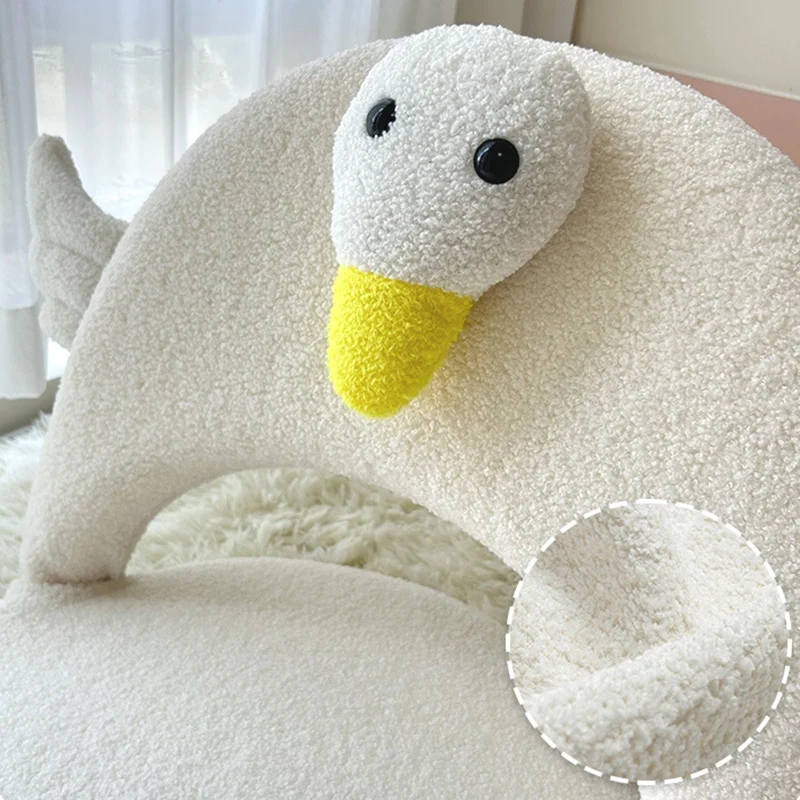 Contemporary Creative Iron Frame Plush Duck Penguin-Shaped Kids Accent Chair - Foldable Back Chair For Bedroom