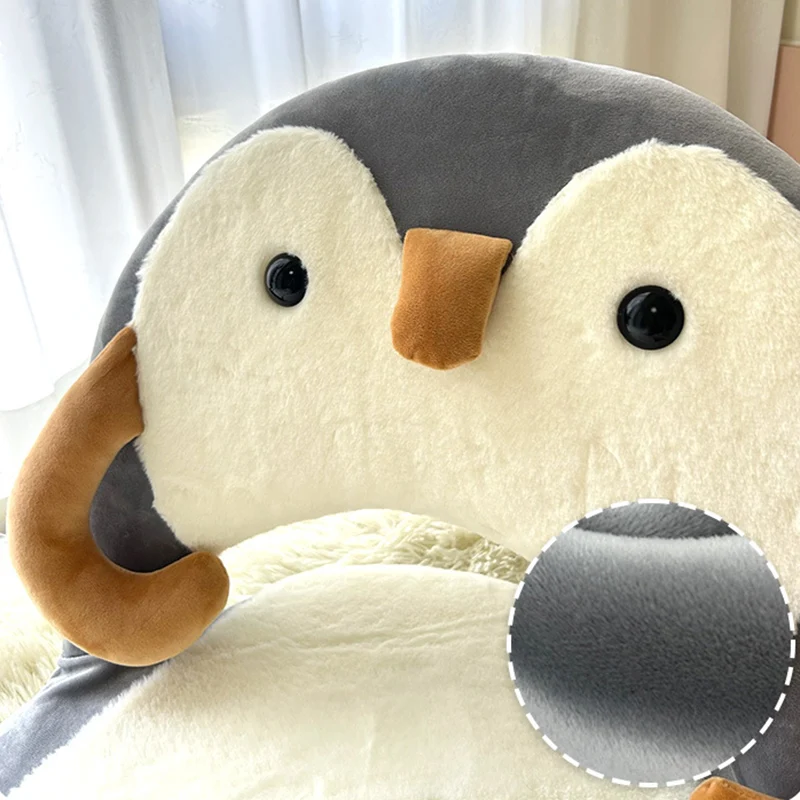 Contemporary Creative Iron Frame Plush Duck Penguin-Shaped Kids Accent Chair - Foldable Back Chair For Bedroom