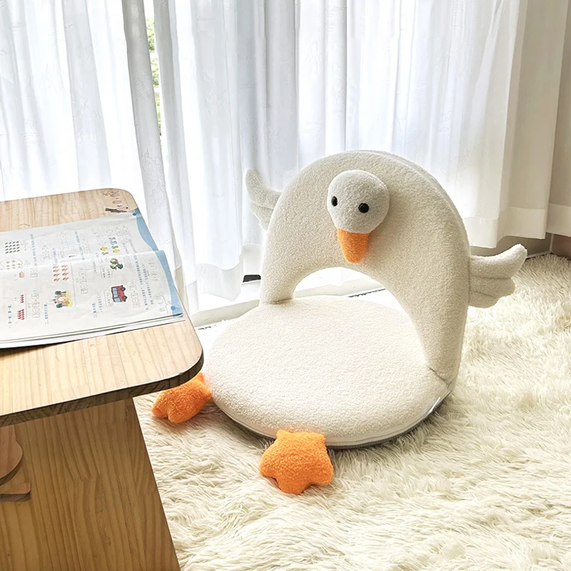 Contemporary Creative Iron Frame Plush Duck Penguin-Shaped Kids Accent Chair - Foldable Back Chair For Bedroom