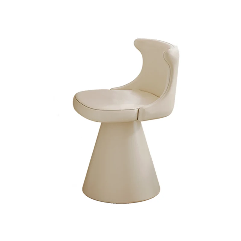 Modern Luxury Solid Wood Plywood Faux Leather Chenille Swivel Vanity Stool With Wraparound Backrest For Bedroom