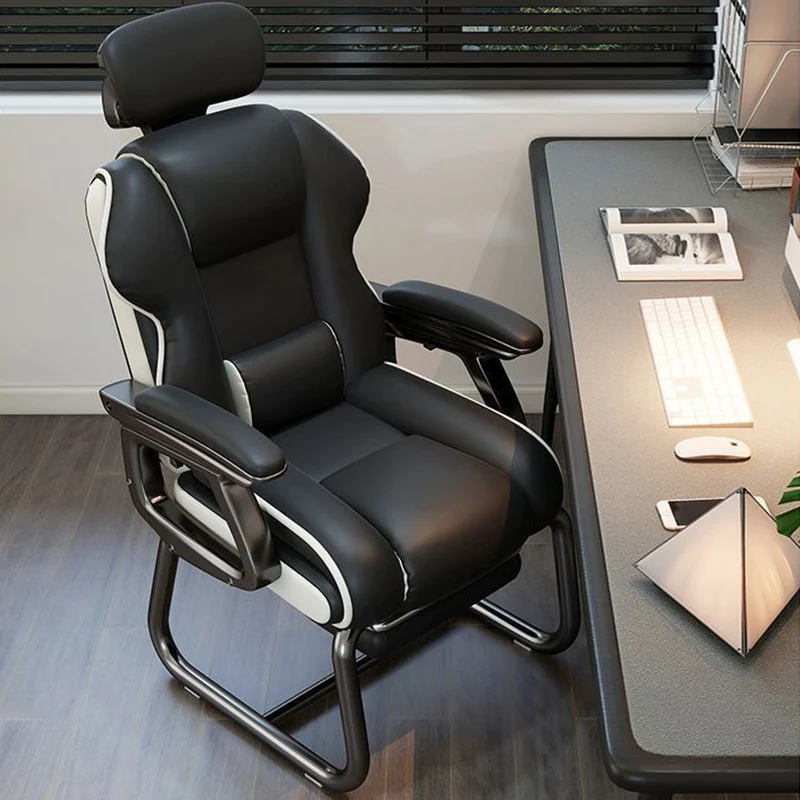 Modern Minimalist Square PU Leather Nylon MDF Iron Desk Chair Backrest Armrest For Home Office