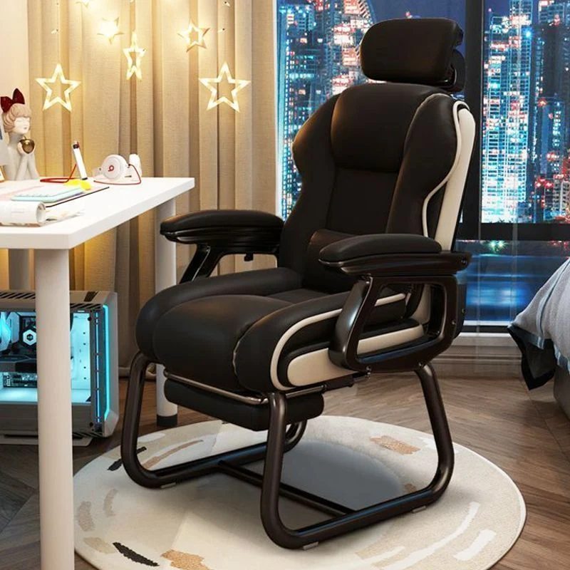 Modern Minimalist Square PU Leather Nylon MDF Iron Desk Chair Backrest Armrest For Home Office