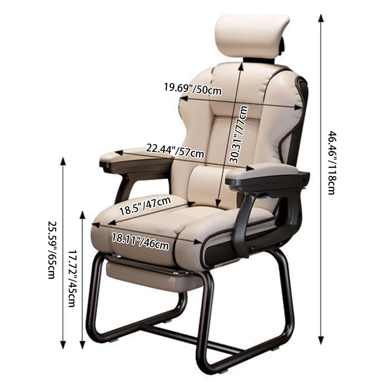 Modern Minimalist Square PU Leather Nylon MDF Iron Desk Chair Backrest Armrest For Home Office