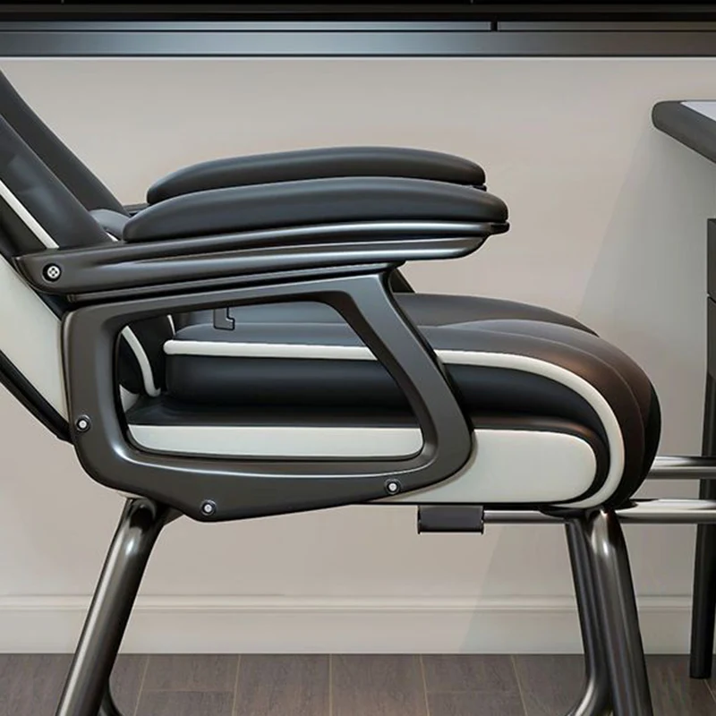 Modern Minimalist Square PU Leather Nylon MDF Iron Desk Chair Backrest Armrest For Home Office