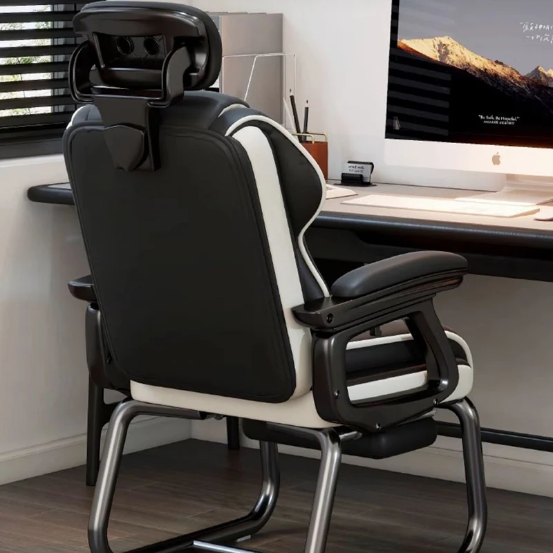 Modern Minimalist Square PU Leather Nylon MDF Iron Desk Chair Backrest Armrest For Home Office