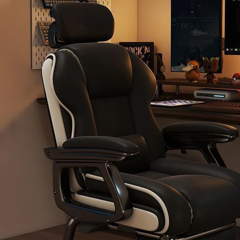 Modern Minimalist Square PU Leather Nylon MDF Iron Desk Chair Backrest Armrest For Home Office