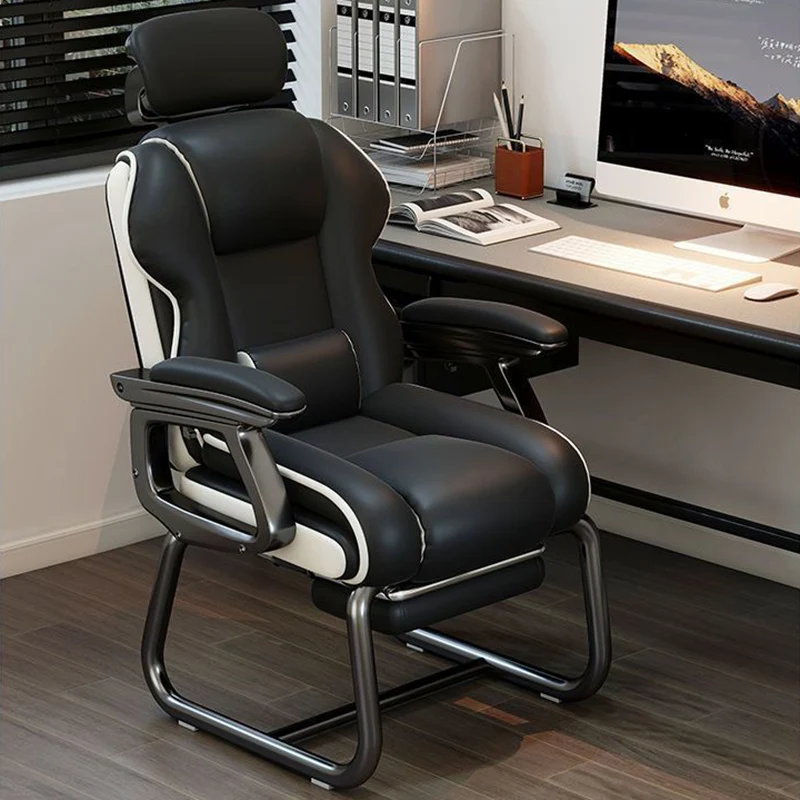 Modern Minimalist Square PU Leather Nylon MDF Iron Desk Chair Backrest Armrest For Home Office