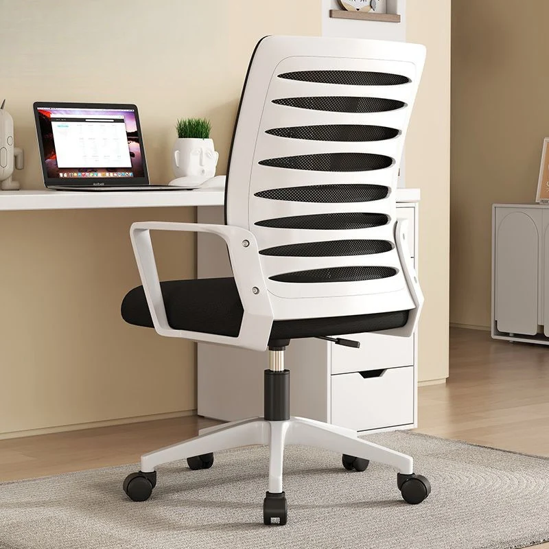 Modern Minimalist Square Mesh Fabric Nylon Swivel Height Adjustable Movable Desk Chair Backrest Armrest For Home Office