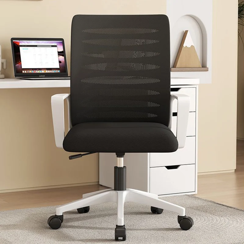 Modern Minimalist Square Mesh Fabric Nylon Swivel Height Adjustable Movable Desk Chair Backrest Armrest For Home Office