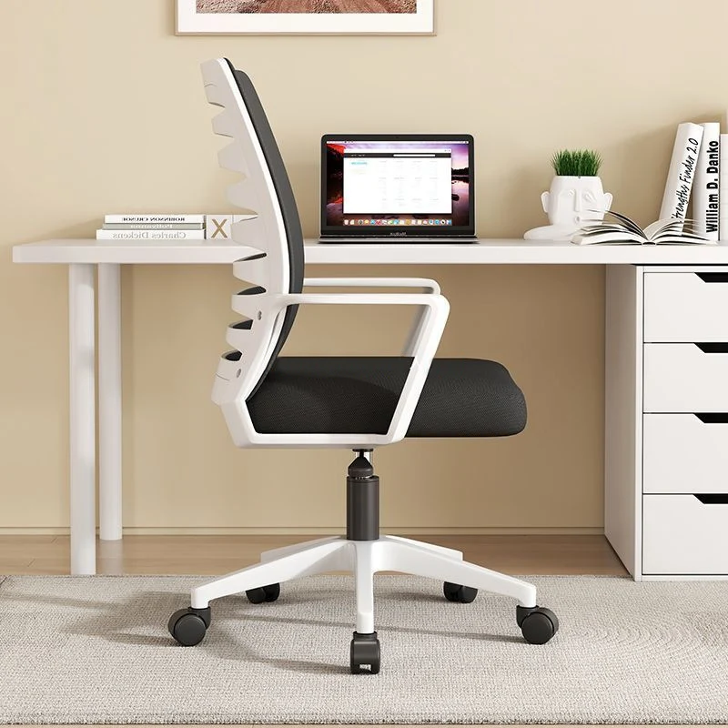 Modern Minimalist Square Mesh Fabric Nylon Swivel Height Adjustable Movable Desk Chair Backrest Armrest For Home Office