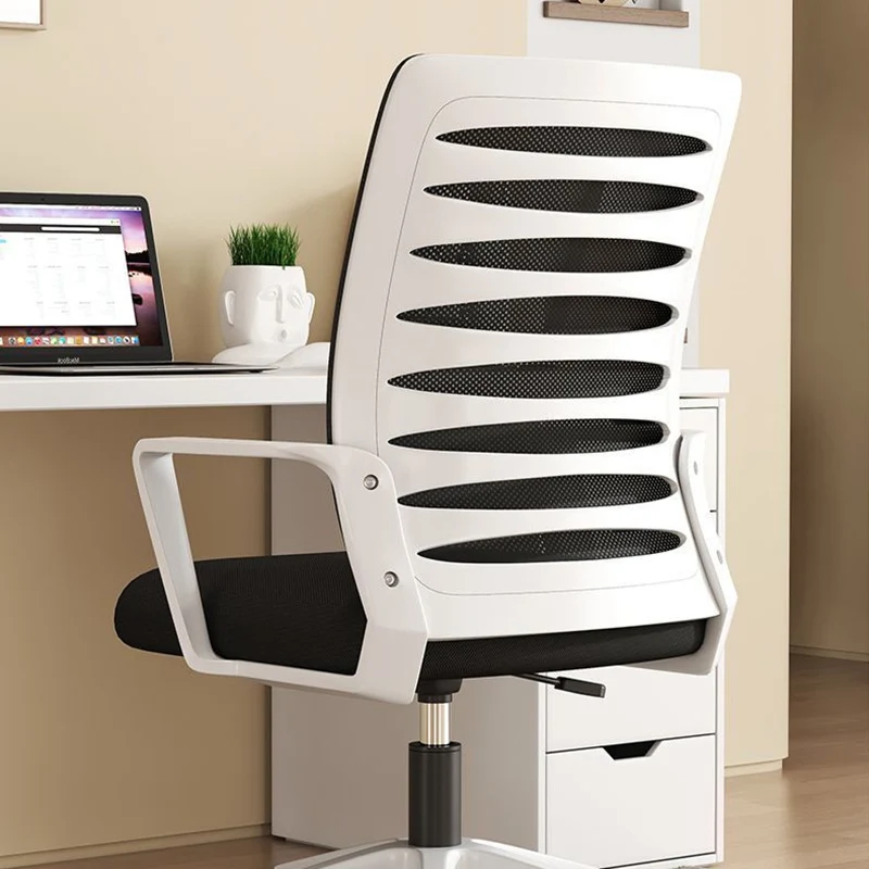 Modern Minimalist Square Mesh Fabric Nylon Swivel Height Adjustable Movable Desk Chair Backrest Armrest For Home Office