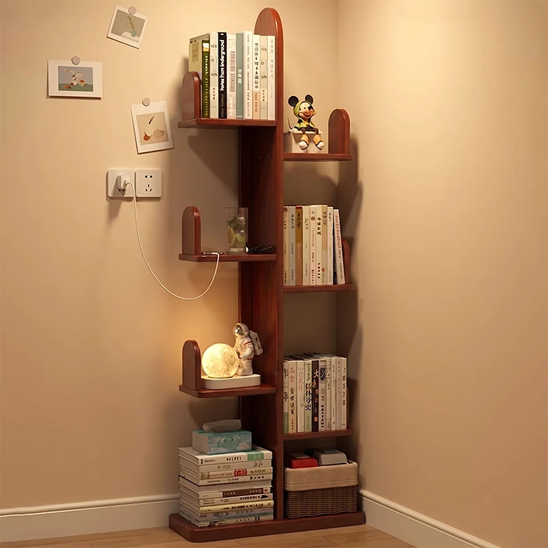 Modern Minimalist Rectangular Rubberwood Cactus Bookshelf 7-Tier For Living Room