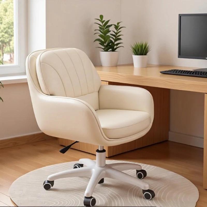 Modern Minimalist Square Rectangular Cat Scratch Leather Nylon Iron Plywood Swivel Height Adjustable Movable Desk Chair Backrest Armrest For Home Office