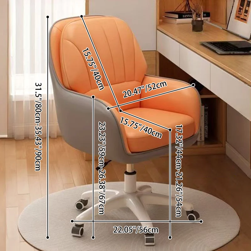 Modern Minimalist Square Rectangular Cat Scratch Leather Nylon Iron Plywood Swivel Height Adjustable Movable Desk Chair Backrest Armrest For Home Office