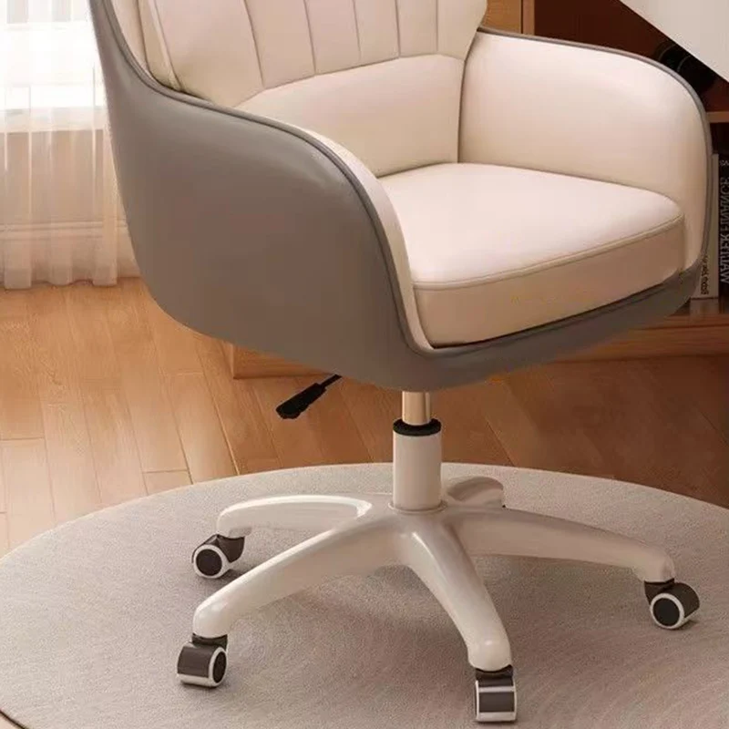 Modern Minimalist Square Rectangular Cat Scratch Leather Nylon Iron Plywood Swivel Height Adjustable Movable Desk Chair Backrest Armrest For Home Office