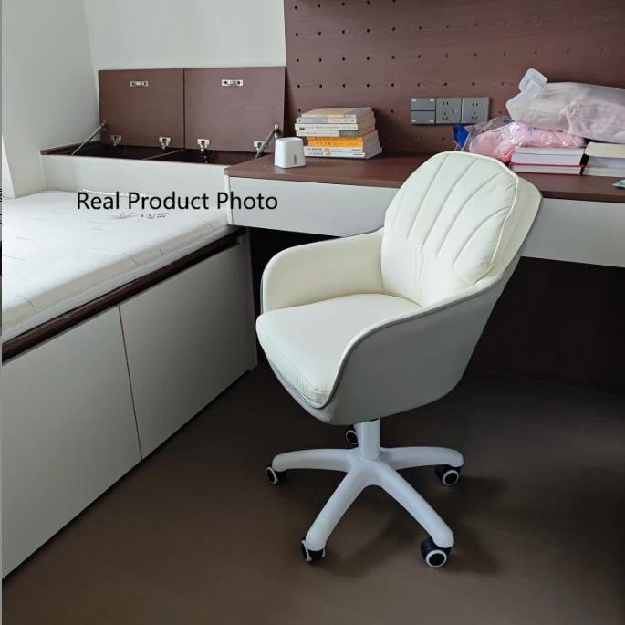 Modern Minimalist Square Rectangular Cat Scratch Leather Nylon Iron Plywood Swivel Height Adjustable Movable Desk Chair Backrest Armrest For Home Office