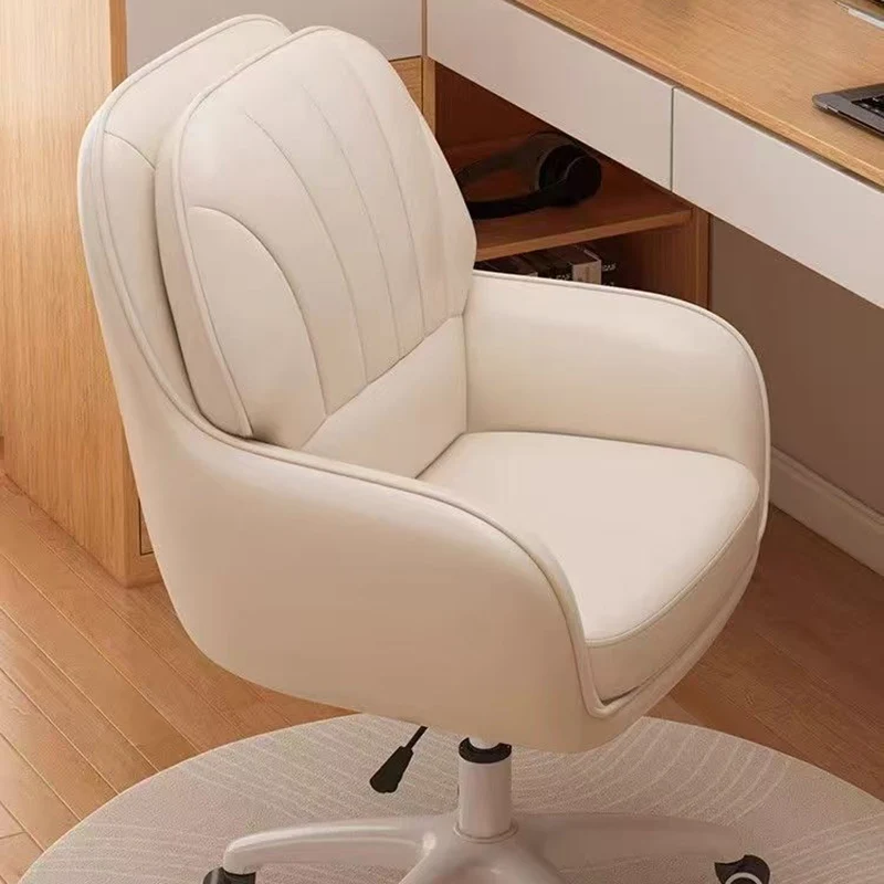 Modern Minimalist Square Rectangular Cat Scratch Leather Nylon Iron Plywood Swivel Height Adjustable Movable Desk Chair Backrest Armrest For Home Office