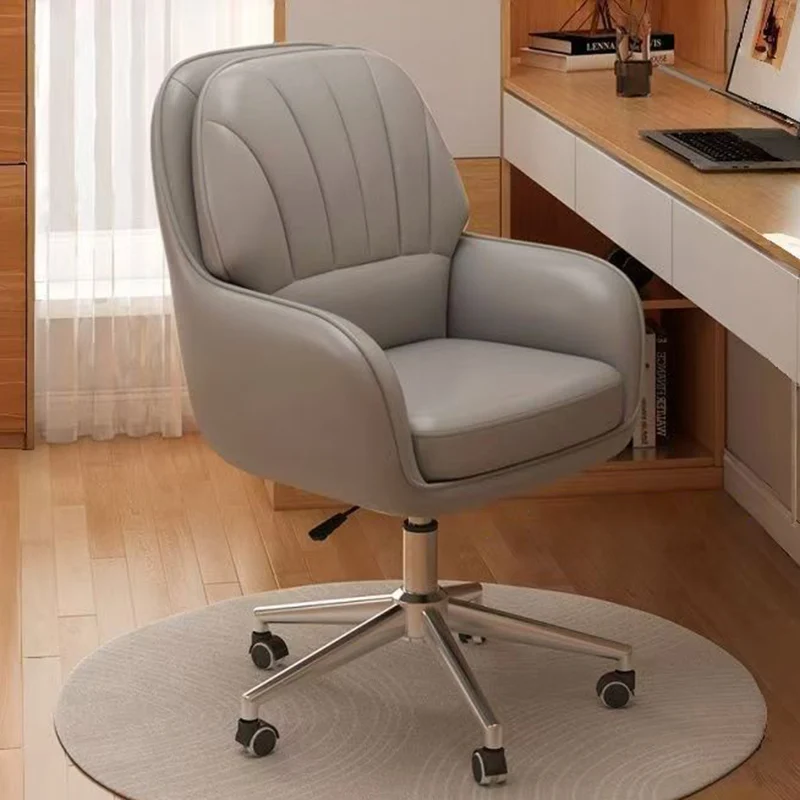 Modern Minimalist Square Rectangular Cat Scratch Leather Nylon Iron Plywood Swivel Height Adjustable Movable Desk Chair Backrest Armrest For Home Office