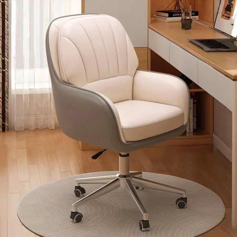 Modern Minimalist Square Rectangular Cat Scratch Leather Nylon Iron Plywood Swivel Height Adjustable Movable Desk Chair Backrest Armrest For Home Office