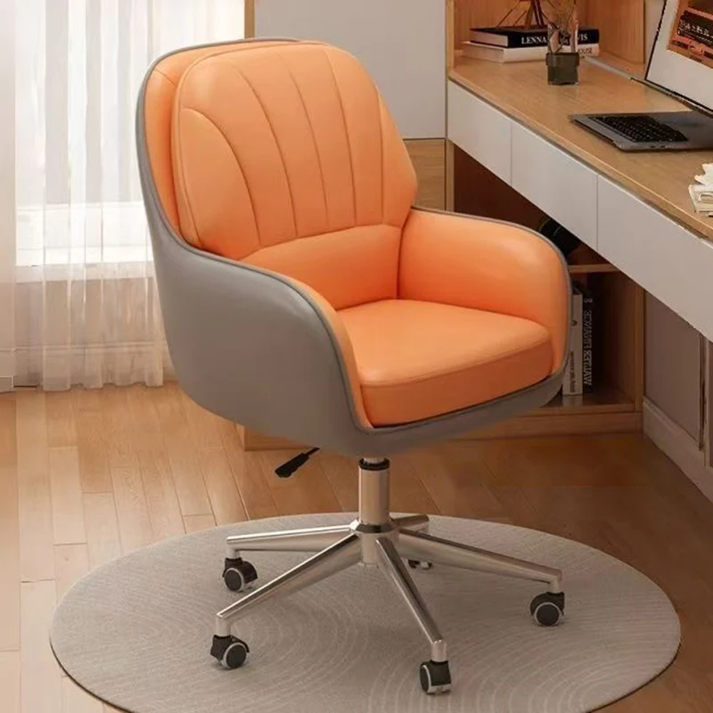 Modern Minimalist Square Rectangular Cat Scratch Leather Nylon Iron Plywood Swivel Height Adjustable Movable Desk Chair Backrest Armrest For Home Office