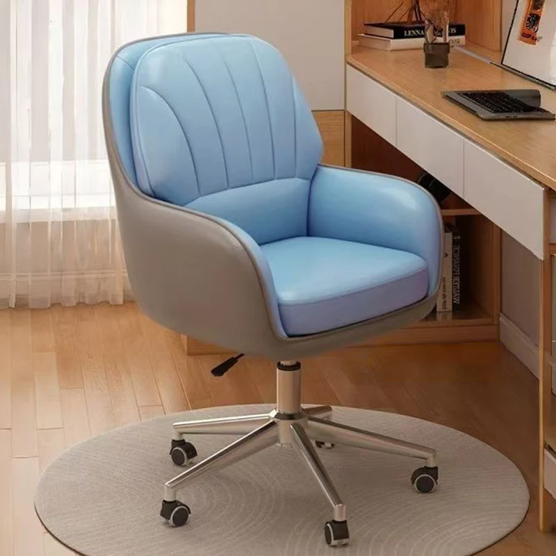 Modern Minimalist Square Rectangular Cat Scratch Leather Nylon Iron Plywood Swivel Height Adjustable Movable Desk Chair Backrest Armrest For Home Office
