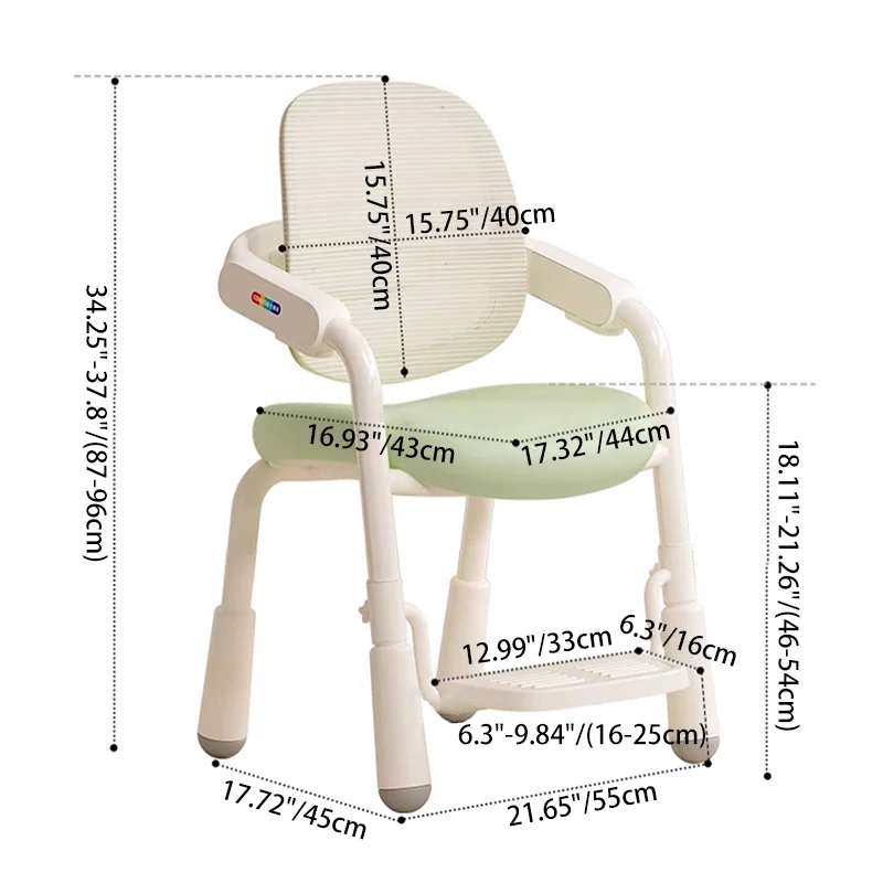 Contemporary Nordic Arc PU Leather Carbon Steel Mesh Sponge Liftable Kids Desk Chair Backrest Armrest For Study