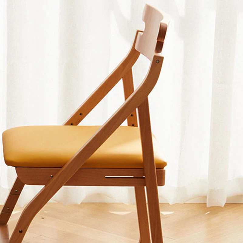 Modern Minimalist Triangular Beech Wood Solid Wood Plywood Silicone Leather Adjustable Kids Ergonomic Desk Chair Backrest Armless For Study