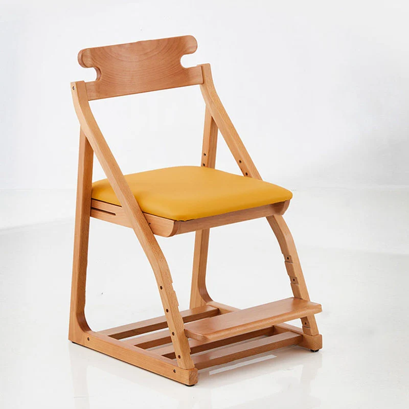 Modern Minimalist Triangular Beech Wood Solid Wood Plywood Silicone Leather Adjustable Kids Ergonomic Desk Chair Backrest Armless For Study