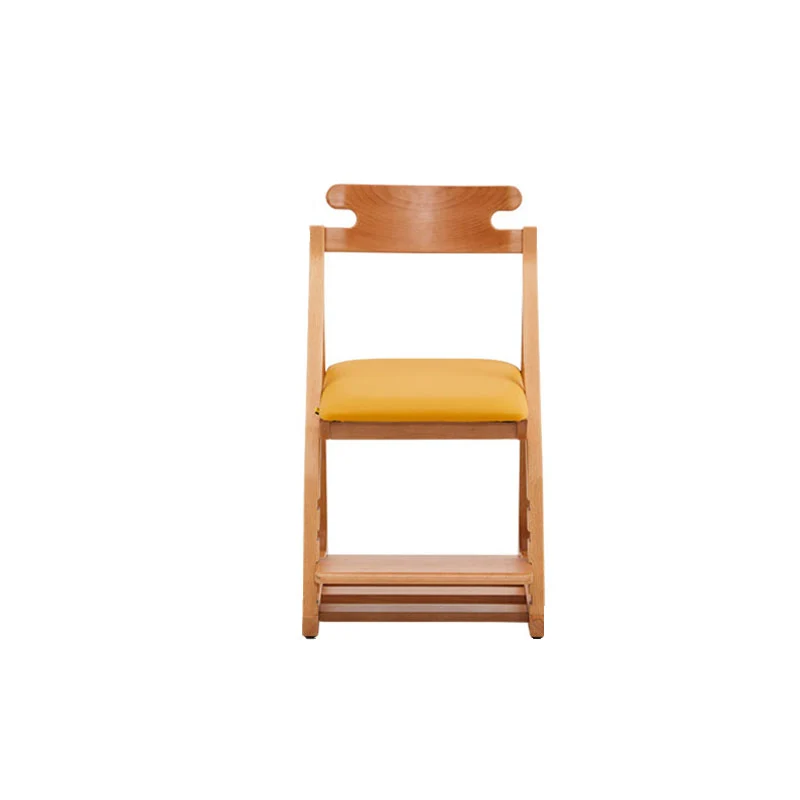 Modern Minimalist Triangular Beech Wood Solid Wood Plywood Silicone Leather Adjustable Kids Ergonomic Desk Chair Backrest Armless For Study