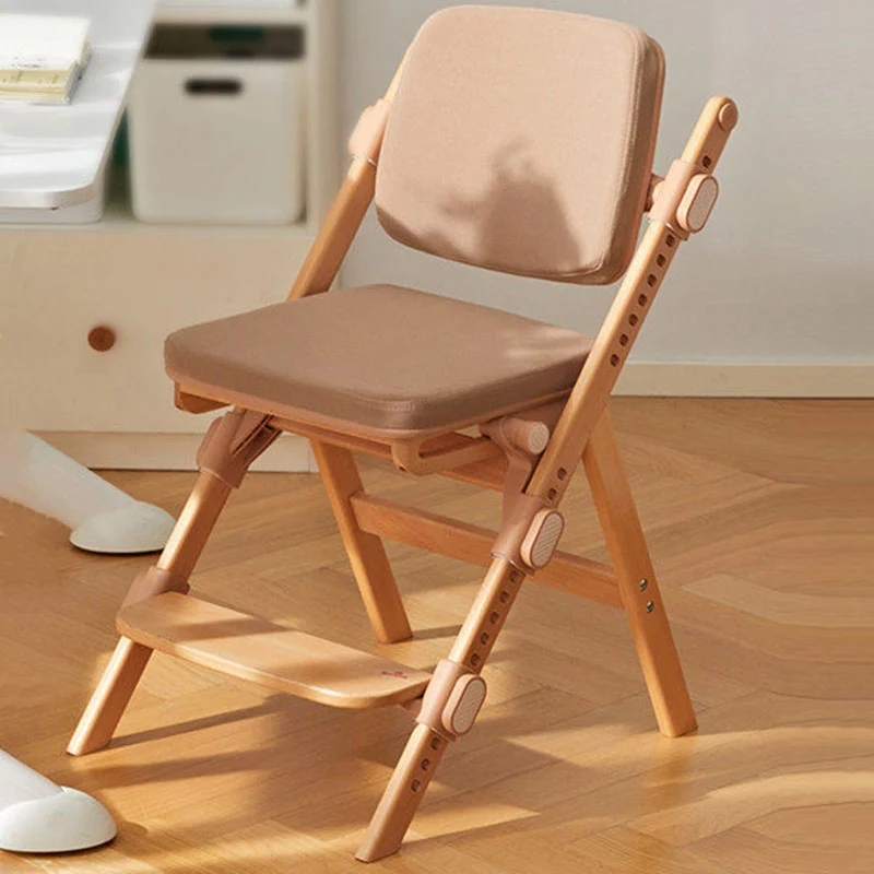 Modern Minimalist Triangular Cat Scratching Leather Beech & Solid Wood Plywood Adjustable Kids Desk Chair Backrest Armrest For Study