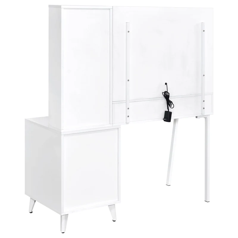 Coaster Furniture Souza 930282 5-Drawer Makeup Vanity Table With LED Mirror - White High Gloss