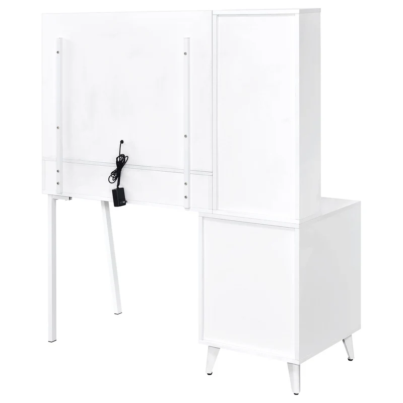 Coaster Furniture Souza 930282 5-Drawer Makeup Vanity Table With LED Mirror - White High Gloss
